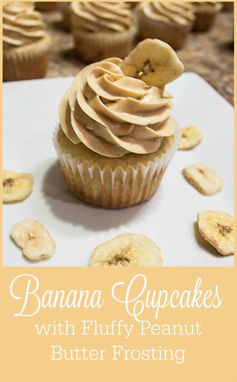 Banana Cupcakes With Peanut Butter Icing, Work Cupcakes, Decadent Cupcakes, Fluffy Peanut Butter Frosting, Gourmet Cupcake Recipes, Banana Cupcake, Homemade Icing, Peanut Butter Icing, Cupcake Theme