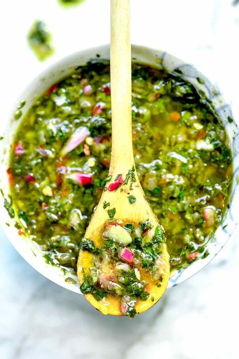 Greek Harvest Table, Chimmy Churry Recipe, Chimmi Churri Sauce Recipe, Basil Chimichurri Sauce, Chimmi Churri Sauce, Argentinian Chimichurri Recipe, Chimmi Churri, How To Make Chimichurri, Baked Hamburgers