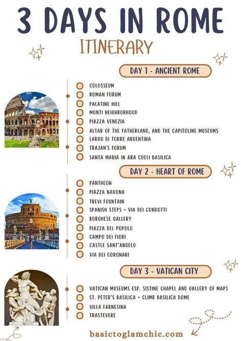 What To Do in Rome For 3 Days - Basic To Glam Chic Travels Rome Tourist Attractions, Rome 3 Day Itinerary, Rome In Spring, Rome Tourist, What To Do In Rome, Rome Bucket List, Rome Trip, 3 Days In Rome, Italy Trip Planning