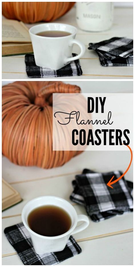 Easy DIY Flannel Coasters are fun and easy sewing project that makes a lovely handmade gift. Costura Diy, Fabric Coasters, Woodworking Plans Diy, Beginner Sewing Projects Easy, Christmas Projects Diy, Cadeau Diy, Hobby Horse, Creation Couture, Sewing Projects For Beginners