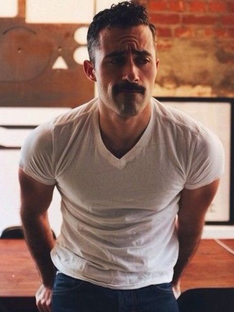 Handsome Man with a Mustache. Moustache Style, Moustaches Men, Mustache Styles, Mustache Men, Scruffy Men, Moustaches, Beard No Mustache, Hair And Beard Styles, Beard Styles