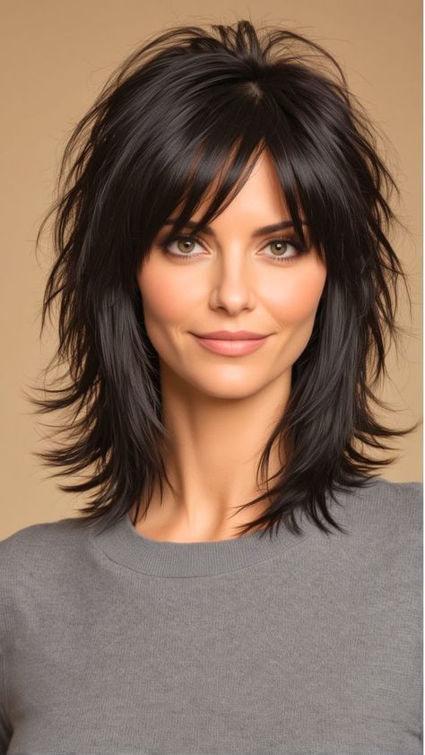 Bixie 90s Haircuts – Stylish Hair Ideas Med Length Shag Haircuts, Lopsided Haircut, Medium Layered With Bangs, Fall 2024 Hairstyles, Razor Cut Shag Haircut, Haircut Layers Short, Medium Length Shag Haircuts Modern, Shaggy Bangs Medium, Subtle Shag Haircut