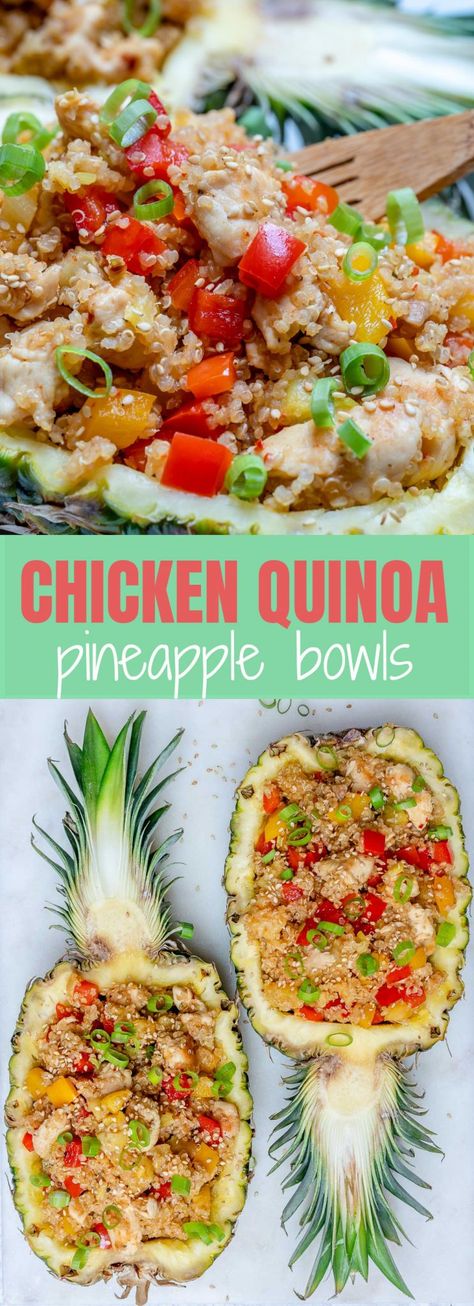 Pineapple Bowls Chicken, Pineapple Quinoa, Pineapple Bowls, Pineapple Bowl, Low Carb High Protein, Chicken Quinoa, Clean Eating Recipes For Dinner, Clean Eating For Beginners, Clean Eating Breakfast