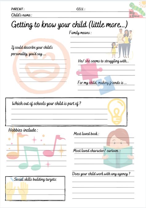 Getting to know your child form/ questionnaire - grade one and above Back To School Parent Questionnaire, What Should My 2nd Grader Know, In Home Daycare Forms Free Printable, Parent Questionnaire About Child, Getting To Know Your Child, Preschool Forms, Home Daycare Forms, Daycare Printables, Parent Questionnaire