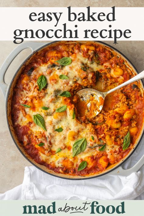 Chicken Gnocchi Bake, Turkey Marinara Sauce, Beef Gnocchi, Ravioli Fillings, Gnocchi With Chicken, Skillet Gnocchi, Healthy Skillet, Simple Ingredient Recipes, Gnocchi Dishes