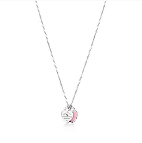 Colar Tiffany E Co, Return To Tiffany Necklace, Heart Necklace Tiffany, Pink Heart Necklace, Tiffany And Co Jewelry, Tiffany And Co Necklace, Return To Tiffany, Tiffany Necklace, Double Heart Necklace