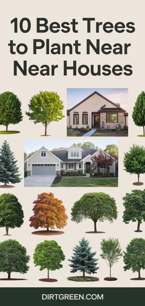 Enhance your home’s curb appeal with these top trees to plant near your house. These trees provide shade, beauty, and safety, making them the perfect addition to your yard. Hashtags: #BestTrees #TreesForHomes #CurbAppeal #HomeLandscaping #ShadeTrees #TreePlantingTips #GardenIdeas Backyard Landscaping Trees Yard Ideas, Trees To Plant In Front Yard, How To Plant Trees In Yard, Medium Size Trees For Landscaping, Front Yard Trees Curb Appeal, Container Trees Outdoors, North American Trees, Tree Landscaping Ideas Front Yard, Landscape Trees Front Yard