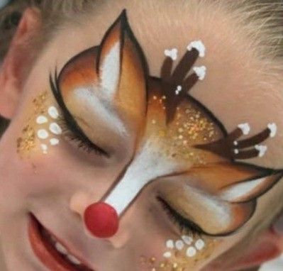 Rodeo Face Paint, Christmas Unicorn Face Paint, Elsa Makeup For Kids, Reindeer Face Paint, Elsa Makeup, Winter Light Festival, Christmas Face Painting, Paint Makeup, Face Paints