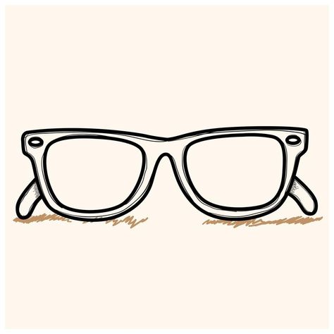 Vector illustration. Hand drawn doodle retro sunglasses horn rimmed glasses. Cartoon sketch. Decoration for greeting cards, posters, emblems, wallpapers Glasses Drawing Easy, Drawing Of Glasses, Sunglasses Drawing Easy, Chibi Glasses, Sunglasses Doodle, Glasses Doodle, Draw Sunglasses, Sunglasses Sketch, Drawing Sunglasses