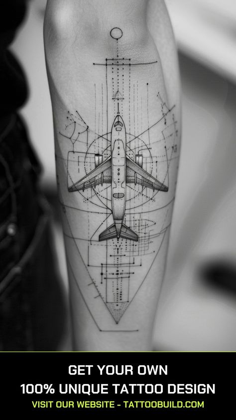 Airplane Tattoo Ideas: Soar to New Heights with Your Ink - Tattoo Build Airplane Tattoo Design, Airplane Tattoo Ideas, Tattoo Ideas Geometric, Aircraft Tattoo, Aviation Tattoo, Paper Airplane Tattoos, Airplane Tattoo, Mermaid Tattoo Designs, Airplane Tattoos