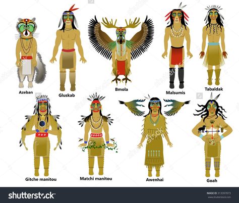 Native American Gods Of The Abenaki And Algonquian People Stock ... Native American Gods, Native American Mythology, Spiritual Animal, American Indian History, Legends And Myths, Ancient Mythology, American Gods, Tarot Art, Native American Tribes