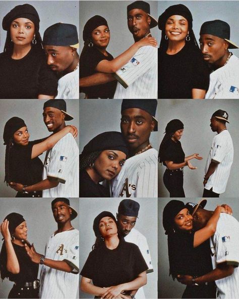 Music Legends Costume Ideas, Halloween Costumes Famous People, Tupac And Janet Jackson, Tupac And Janet, Janet Jackson And Tupac, Halloween Costumes Couples Black People, 2000s Couple Photoshoot, Honey Photoshoot, 2000s Couples