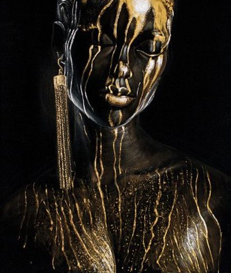 Body paint, gold drip, high glam, high fashion, Photoshoot Black And Gold Photoshoot, Trevelyan Aesthetic, Gold Halloween, Egyptian Movies, Glitter Fashion, Paint Drop, Paint Photography, Glam Photoshoot, Liquid Paint