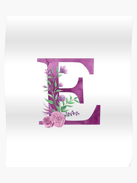 Monogram E Lovely Rose Bouquet Poster First Birthday Party Favor, Floral Monogram Letter, Flower Png Images, Cosmos Flowers, Alphabet Wallpaper, Framed Wallpaper, Free Art Prints, Flower Letters, Floral Monogram