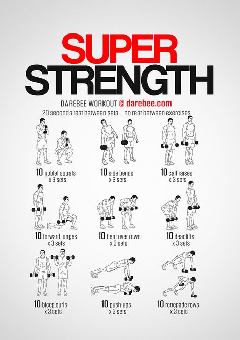 Super Strength Workout Strength Workout With Dumbbells, Dumbbell Workout At Home For Men, Dumbell Superset Workout, Full Body Superset Workout Men, Full Body Dumbbell Superset Workout, Mens Strength Training Workouts, Explosive Leg Workout For Men, Dynamic Workout Strength Training, Gym Exercises Man