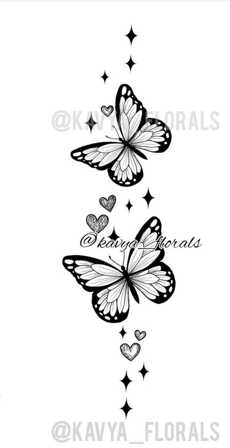 Butterfly Tattoos Meaningful, Lower Leg Tattoos Women Butterflies, Butterfly And Hearts Tattoo, Butterfly Arm Sleeve Tattoos For Women, Tattoos For Back Of Forearm, Tattoos To Trace, Cute Tattoos For Women Leg, Butterflies And Hearts Tattoo, Stars And Butterfly Tattoos