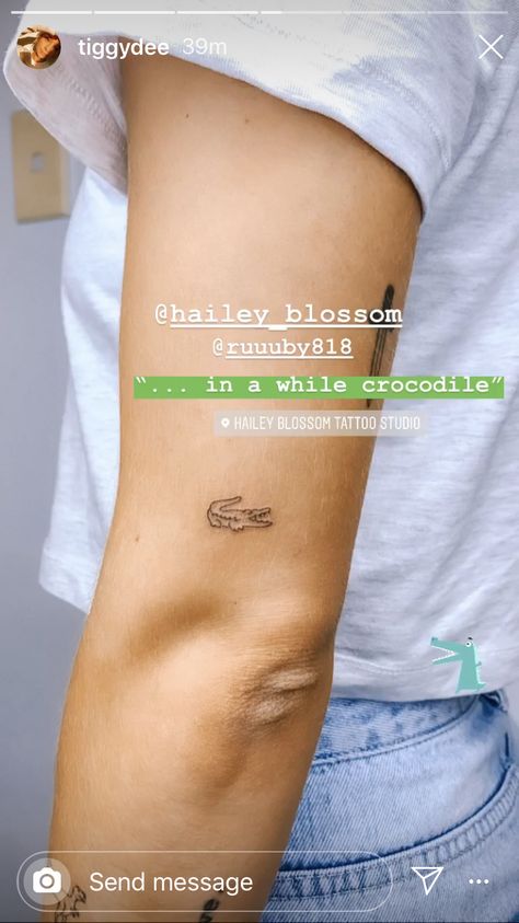 In A While Crocodile Tattoo, Minimalist Gator Tattoo, Later Alligator Tattoo, Minimalist Alligator Tattoo, Small Crocodile Tattoo Simple, Tiny Crocodile Tattoo, Florida Minimalist Tattoo, Crocodile Tattoo Cute, See Ya Later Alligator Tattoo