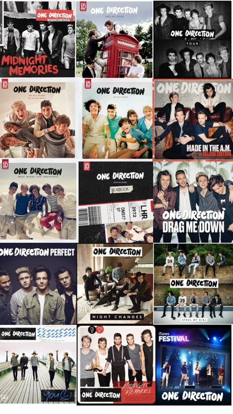 One direction album covers🩶 One Direction Album Covers, 1d Albums, Am Album, Four One Direction, One Direction Albums, Gambar One Direction, One Direction Louis, One Direction Wallpaper, Best Song Ever