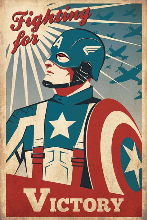 30 Creative Vintage Posters Design examples from around the world | Read full article: http://webneel.com/vintage-posters | more http://webneel.com/daily | Follow us www.pinterest.com/webneel Captain America Poster, America Poster, Vintage Poster Design, Propaganda Posters, A4 Poster, Poster Retro, Steve Rogers, The Avengers, Comic Books Art