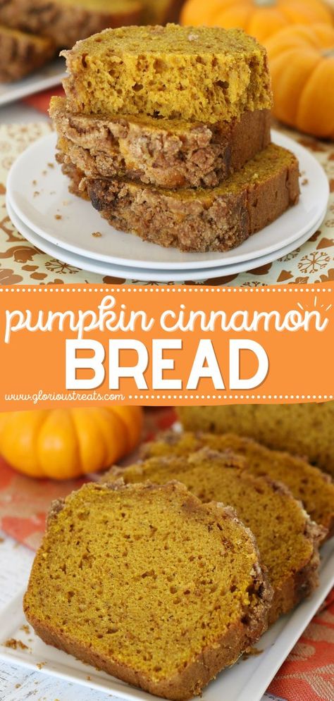 Pumpkin Cinnamon Bread, fall food ideas, pumpkin recipes, breakfast, snack, dessert Pumpkin Cinnamon Bread, Cinnamon Streusel Topping, Cinnamon Bread Recipe, Pumpkin Bread Easy, Oh Sweet Basil, Moist Pumpkin Bread, Pumpkin Recipe, Pumpkin Recipes Dessert, Pumpkin Bread Recipe