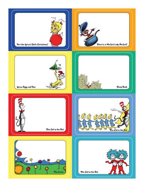 Avery Name, Esl Vocabulary Games, Preschool Center Signs, Dr Seuss Coloring Pages, Name Tag Sticker, Cubby Tags, Classroom Name Tags, Dr Seuss Classroom, Desk Topper