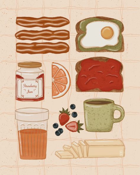 Proud member of the Breakfast Club 😋 . . . . #breakfastfood #breakfastlover #breakfastclub #breakfastart #foodillustration #womenwhodraw #humanartist #procreateart #foodart #digitalillustration Brunch Illustration, Breakfast Illustration, Breakfast Poster, Toast Art, Breakfast Art, Sunday Morning Breakfast, Breakfast Lovers, Morning Breakfast, The Breakfast