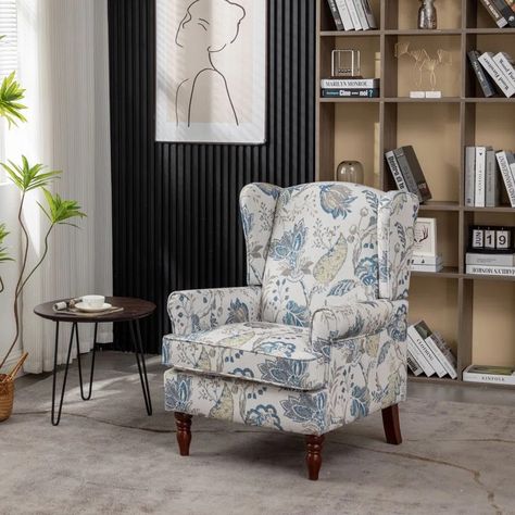 Rosalind Wheeler Demorrio Upholstered Armchair & Reviews | Wayfair.co.uk Wing Chair Upholstery, Retro Accent Chair, Single Couch, Retro Armchair, High Back Armchair, Comfy Armchair, Vintage Armchair, Wingback Armchair, Single Sofa Chair