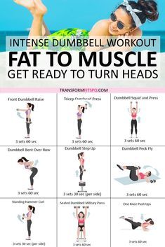 #fattomuscle #turnhe  #fattomuscle #turnheads #dumbbellforwomen #womensworkouts #femalefitness This dumbbell workout will turn fat to muscle and get heads turning ;) Keep at it to really burn that stubborn fat. And don't forget to share if this workout helped you! Weighted Exercises, Strength Building Workouts, Dumbbell Workouts, Full Body Dumbbell Workout, Dumbbell Exercises, Dumbell Workout, Advanced Workout, Food Decor, Early Mornings