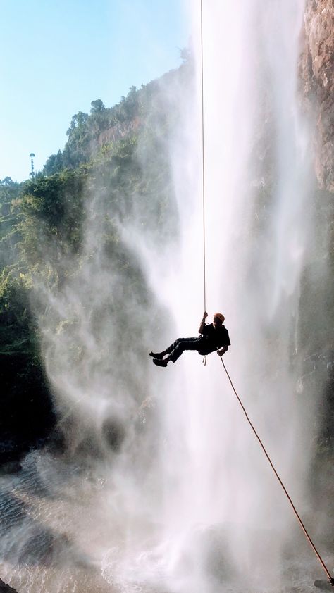 Abseiling involves descending down beside an amazing waterfall, over 110meters high, sounds crazy but it is breathtaking. Rock Climbing, Abseiling, Nature, Ice Climbing, Amazing Waterfall, Im Coming Home, Simply Life, Mountain Adventure, Mountaineering