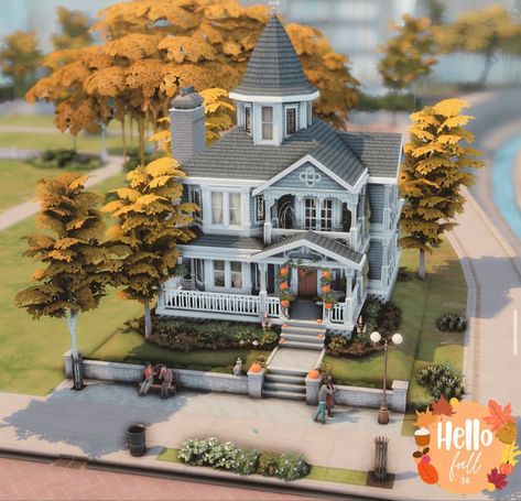 Gothic Victorian House Plans, Sims 4 Victorian House, Gothic House Plans, Gothic Victorian House, Victorian House Plan, Sims 4 City Living, Fall House, San Myshuno, Sims 4 House Plans