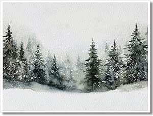 Enlaizhude Winter Forest Landscape,Snowy Winter Landscape Evergreen Trees Watercolor Painting Christmas Pine Trees In Winter,Winter Scene |Snowy Landscape Art |Snow Pine Trees | Winter Evergreen Snow Pine Trees, Watercolor Painting Christmas, Trees Watercolor Painting, Winter Forest Painting, Trees In Winter, Trees Watercolor, Tree Watercolor Painting, Christmas Landscape, Christmas Forest