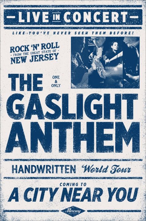 GLA World Tour Poster, The Gaslight Anthem, Brian Fallon, Gaslight Anthem, Tour Poster, Tour Posters, Music Poster, World Tour, Rock N Roll