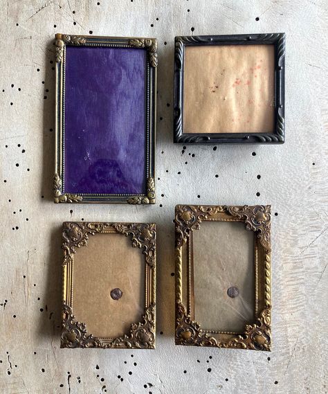 4.5" x 3.9" inches frame, Farmhouse frames, Antique tiny photo frames, Frames with convex glass, Danish gold frames, Four small frames 5 X 7 Picture Frame Ideas, Picture Frame Ideas, Small Frames, Farmhouse Frames, Gold Frames, Necklace Ideas, Frame Collection, Picture Frame Display, Large Frames