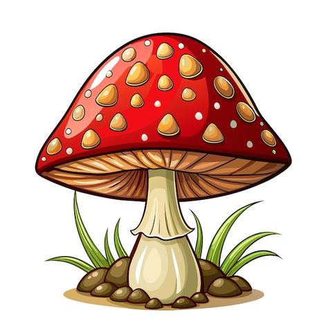 Mushroom Icon, Mushroom Cartoon, Fungi Illustration, Mushroom Nature, Fly Agaric Mushroom, Forest Mushrooms, Cartoon Mushroom, Mushroom Plant, Mushroom Drawing