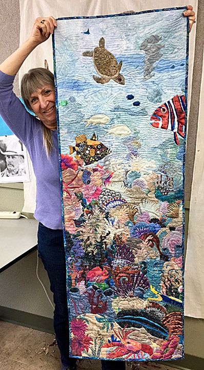 Seascape Quilts, Susan Carlson, Bird Quilts, Mermaid Quilt, Ocean Quilt, Fish Quilt, Sea Quilt, Landscape Art Quilts, Applique Art