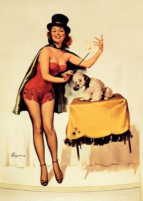 it's magic Magicians Assistant, Arte Pin Up, Pin Up Illustration, Pin Up Vintage, Gil Elvgren, Pin Up Posters, Pinup Art, Retro Pin Up, Calendar Girls