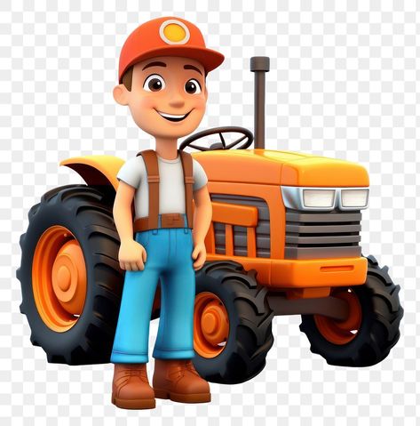 Baby Mechanic, Tractor Png, Farmer Tractor, Work Cartoons, Farm Diy, A Farmer, Cartoon Man, In Car, Creative Studio