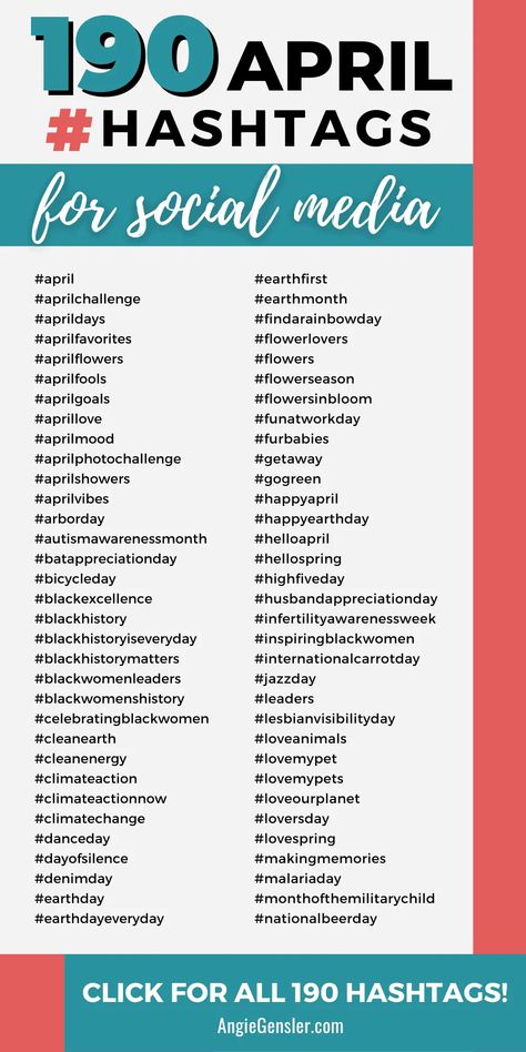 Calling all social media marketers! Are you ready to level up your hashtag game? Check out this latest blog post filled with April hashtags to boost your social media presence! Don't miss out on this valuable resource. Click to get the full list! April Hashtags, April Photo Challenge, List Of Hashtags, Day Of Silence, April Challenge, Popular Hashtags, Earn Money Blogging, Dancing Day, Lovers Day