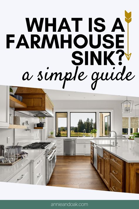 Farmhouse sinks are always a great addition to your kitchen. We love the look of these farmhouse sinks. White classic farmhouse sinks are beloved kitchen tradition. Farmhouse sinks are having a revival in popularity and making quite a few appearances in contemporary kitchen. Read more to learn everything you need to know about choosing, buying, installing and maintaining your own farmhouse sink. Looking for expert advice on farmhouse kitchens? Visit us at https://anniandoak.com. Farmhouse Kitchen Inspiration, Contemporary Style Kitchen, Farmhouse Sinks, Fireclay Farmhouse Sink, Apron Sink, Sink Kitchen, Farmhouse Sink Kitchen, Farmhouse Style Kitchen, Kitchen On A Budget