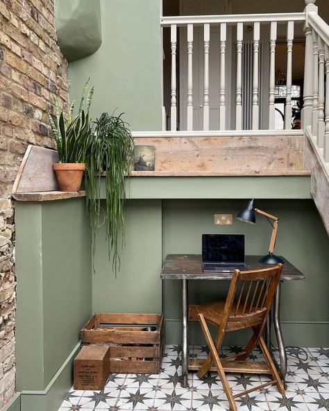 little greene paint • Instagram Home Workspace Ideas, Green Office Walls, Best Home Office Ideas, Workspace Ideas, Best Home Office, Office Paint, Home Workspace, Green Office, Diy Office