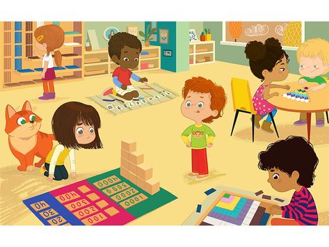 Montessori Math by Olga P Kindergarten Clipart, Children Clipart, Math Design, Maths Area, School Illustration, Montessori Math, Maria Montessori, Children Play, Wellness Journey