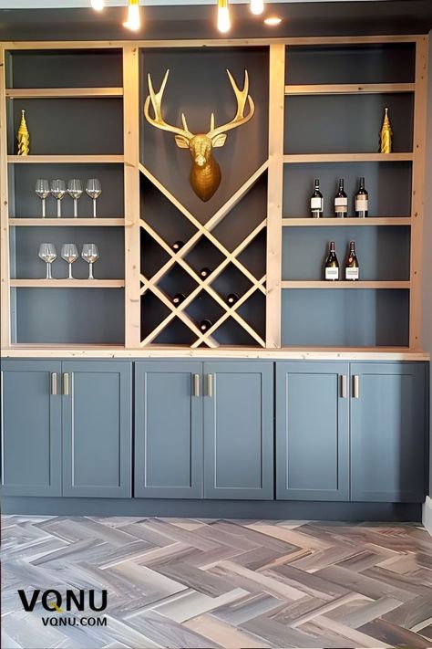 Wine Cabinet Design, Bar In Living Room, Bookshelf Bar, Wine Bar Design, Wine Storage Wall, Dining Room Built Ins, Modern Wine Storage, Storage Design Ideas, Liquor Storage