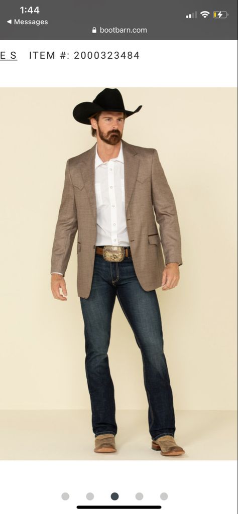 Mens Western Outfits, Cowboy Wedding Attire, Groom In Jeans, Country Wedding Attire, Cowboy Outfit For Men, Sport Coat Outfit, Cowboy Suit, Cowboy Boot Outfits, Jeans Wedding