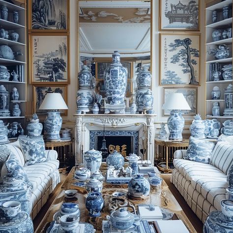 Is there such thing as too much blue and white? I’m a firm believer that blue and white makes everything better. Blues create a soothing pallet, while white serves as the perfect neutral to make color pop. Like many others in the design community, I love vintage and antique blue and white porcelain. This image is my small creation of a chinoiserie heaven 🤍 With warm gold tones, textured fabrics and delicate moldings, I’m ready to move in! #blueandwhite #blueandwhiteheaven #chinoiserie... White Wash Wood Furniture, French Chinoiserie, Textured Fabrics, Blue Room, Whitewash Wood, Blue And White Porcelain, Antique Blue, Blue Rooms, Love Vintage