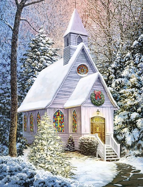 White Country Church in the Snow Christmas Boxed Notelets German Christmas Traditions, Church Painting, Christmas Photo Album, Christmas Note Cards, Country Churches, Old Country Churches, Church Pictures, Christmas Note, Christmas Church