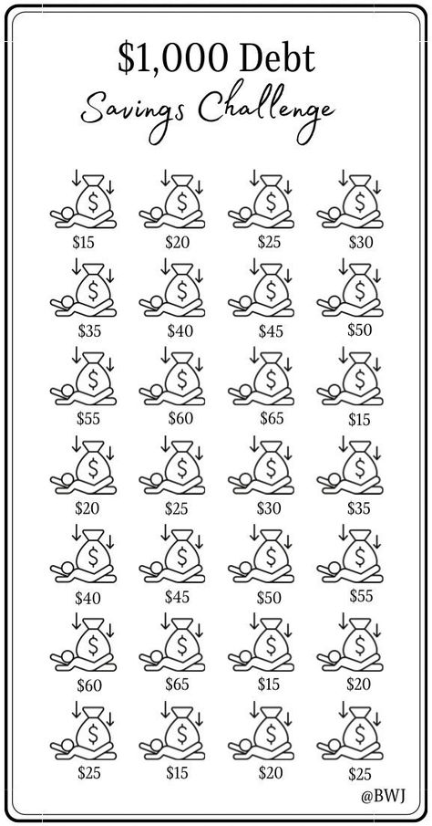 $1,000 Debt Savings Challenge. Save the dollar amount that represents the icons. Once completed you will have $1000 to go towards your debt. *FREE GIFT INCLUDED  *If needed, this challenge can be modified to fit your budget. Do this challenge at your own pace. If you're unable to save the whole amount save what you can. Whatever you're able to save will be just as great!  Printing Information: *Digital Download *This is printed on 8.5 x 11 US letter size paper  *Once printed, cut and place inside your A6 envelope *Color will vary depending on ink and printer Disclaimer: This is a PDF Digital Download. No physical product will be mailed to you. Digital Download will be available once payment has been confirmed and purchase has been completed. This printable is for personal use only, not to Credit Card Debt Payoff Challenge, June Savings Challenge, Debt Savings Challenge, Debt Payoff Challenge, Car Savings Challenge Biweekly, 1000 Dollar Savings Challenge, 2k Savings Challenge, Travel Savings Challenge, Monthly Saving Challenge Free Printables