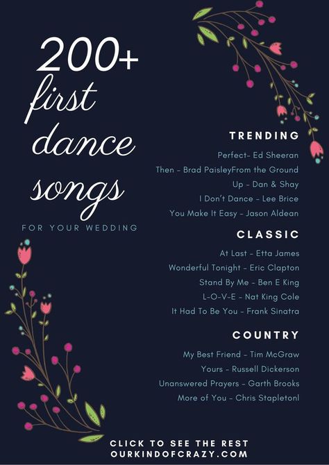 First Dance Wedding Songs Rock, Classic Rock Wedding Songs, Slow Dance Songs, Best First Dance Songs, Wedding Music Playlist, First Dance Wedding Songs, Wedding Song List, Best Wedding Songs, Ceremony Songs