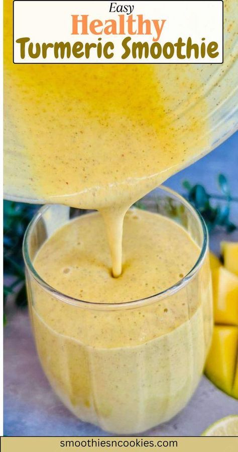 Whip up my Turmeric Smoothie for a health-boosting treat! This golden smoothie is packed with anti-inflammatory benefits and a rich, spicy flavor. Ready to try this vibrant blend? Get the recipe on my blog! Antiinflammatory Smoothies, Golden Smoothie, Turmeric Smoothie, Chia Seeds Benefits, Chia Seed Recipes, Vegan Smoothies, Protein Smoothie, Smoothie Recipes Healthy, Fruit Smoothies