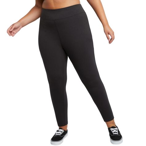 Women's Plus-Size Stretch Jersey Full Length Leggings Elastic Waist Jeans, Black Capri Leggings, Just My Size, Legging Fits, Long Leggings, Denim Trends, Stretch Leggings, My Size, Athletic Leggings