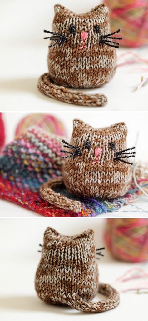 Rabbit Knitting Pattern and Other Animals - Free Patterns - Pattern Center Mini Cat Knitting Pattern, Rabbit Knitting Pattern, Knitted Stuffed Animals, Knitted Toys Free Patterns, Animal Knitting Patterns, Knitting Patterns Toys, Knitted Cat, Knitted Animals, Easy Knitting Patterns